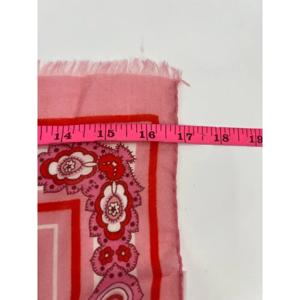 Etro paisley print rose pink frayed edge‎ scarf cashmere silk wool
